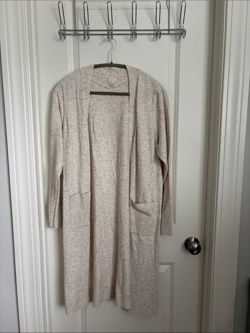 Cozy Open-Front Long Cardigan in Light Oatmeal